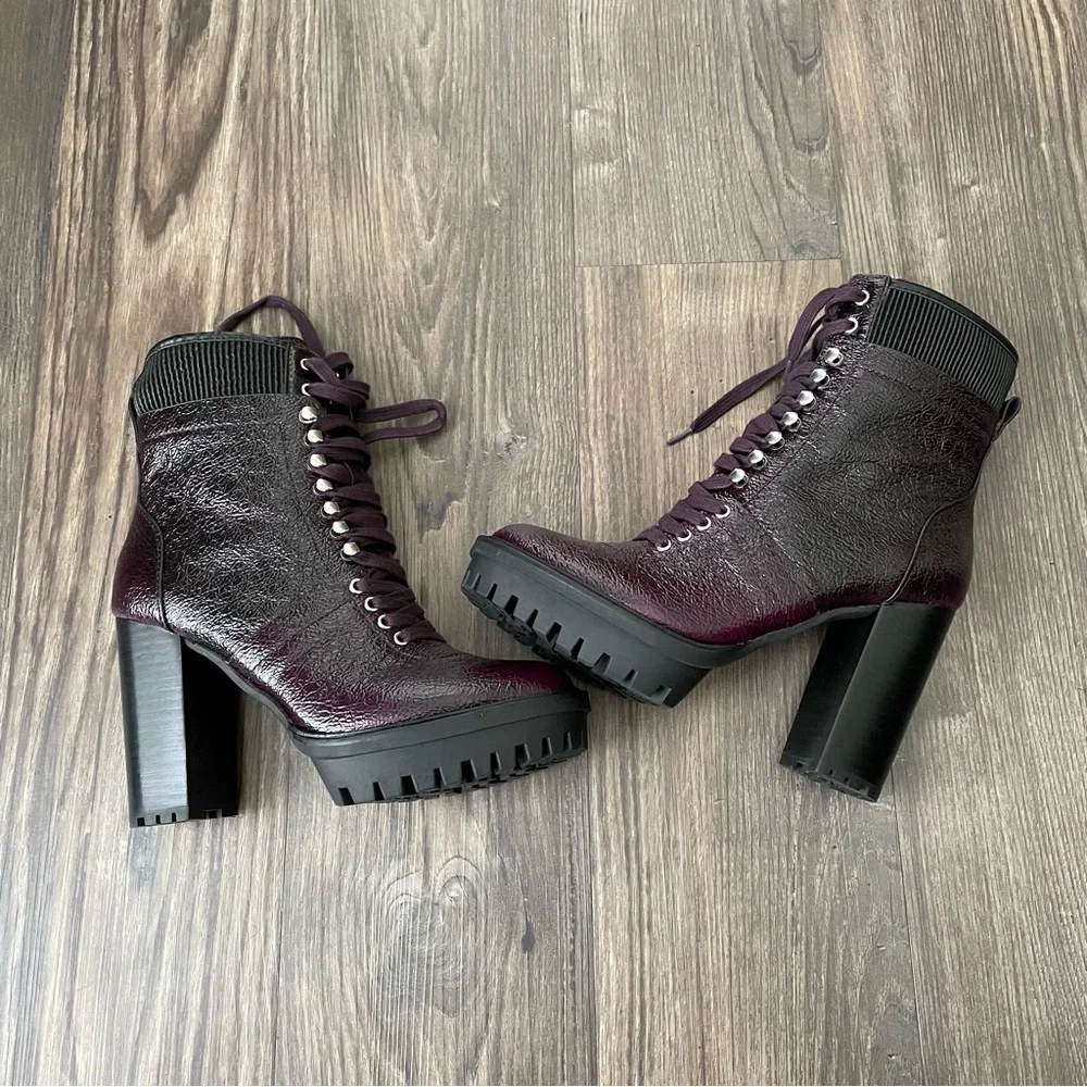 Vince Camuto NEW Deep Plum Colored Platform Ermania Combat Boots - Picture 8 of 14